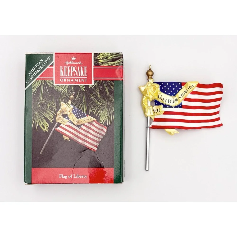 Hallmark Keepsake Ornament 1991 Flag of Liberty God Bless America Patriotic VTG